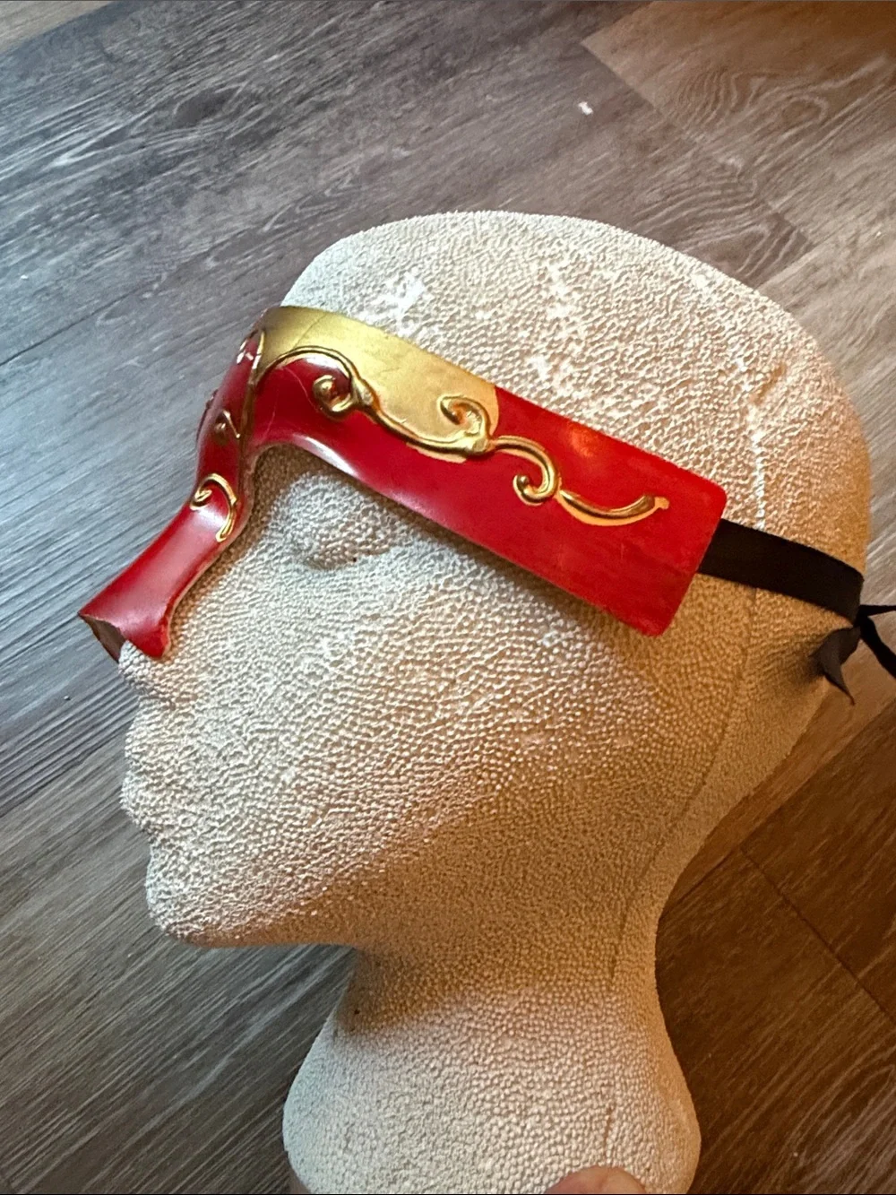 Red & Gold Venetian Half-Face Masquerade Mask